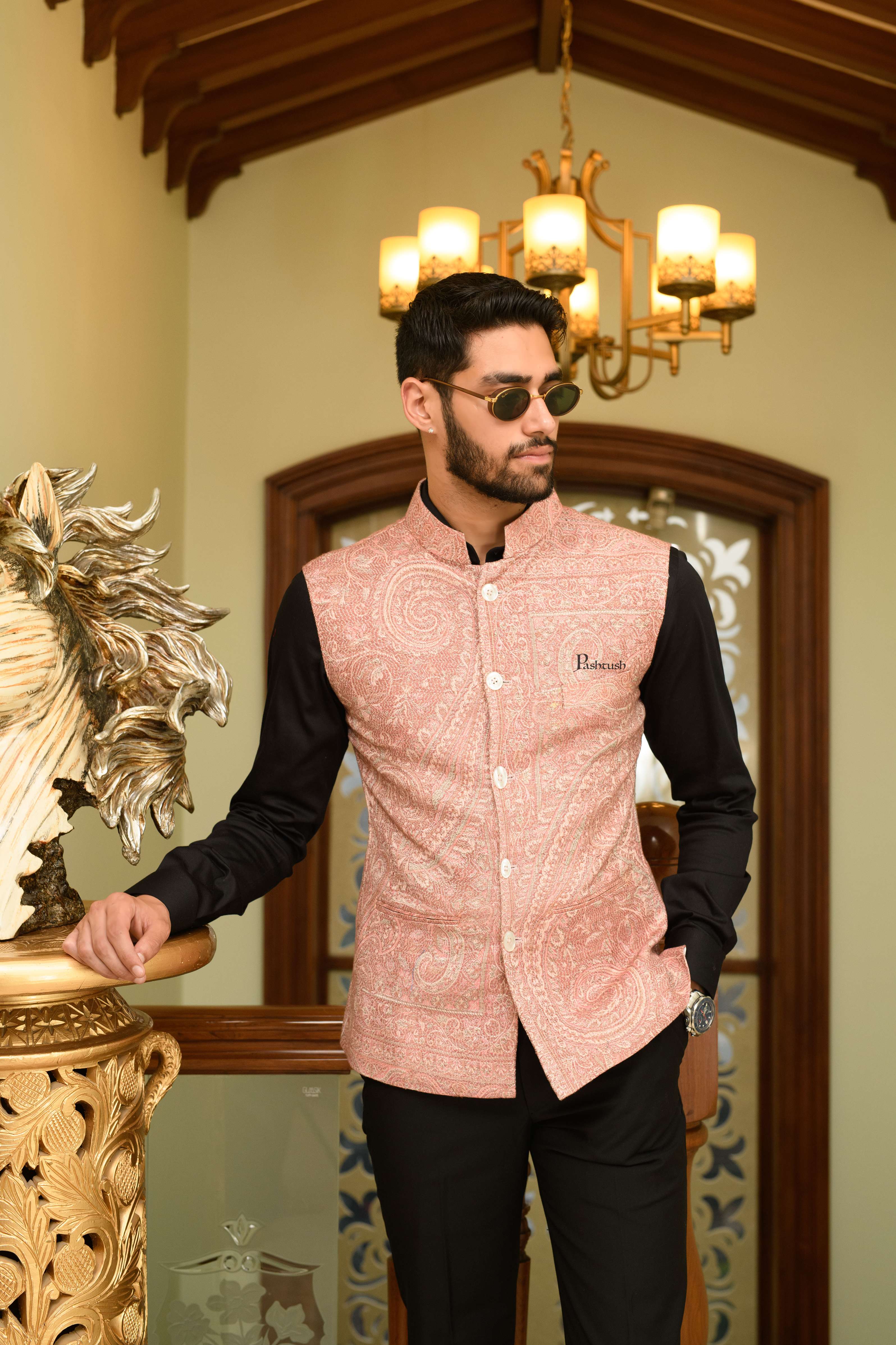 Embroidered Waistcoat Pink Waistcoat Men Rose Pink On Pink Floral