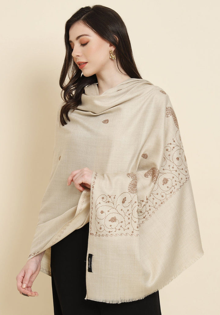 Pashtush India Womens Shawls Pashtush Womens Fine Wool Shawl,  Design, Beige