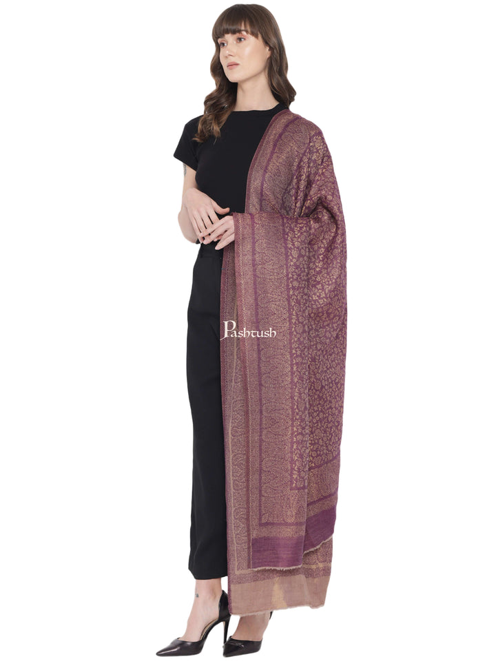 Pashtush India Womens Shawls Pashtush Womens Twilight Collection Shawl, With Metallic Weave, Fine Wool, Peel Lilac
