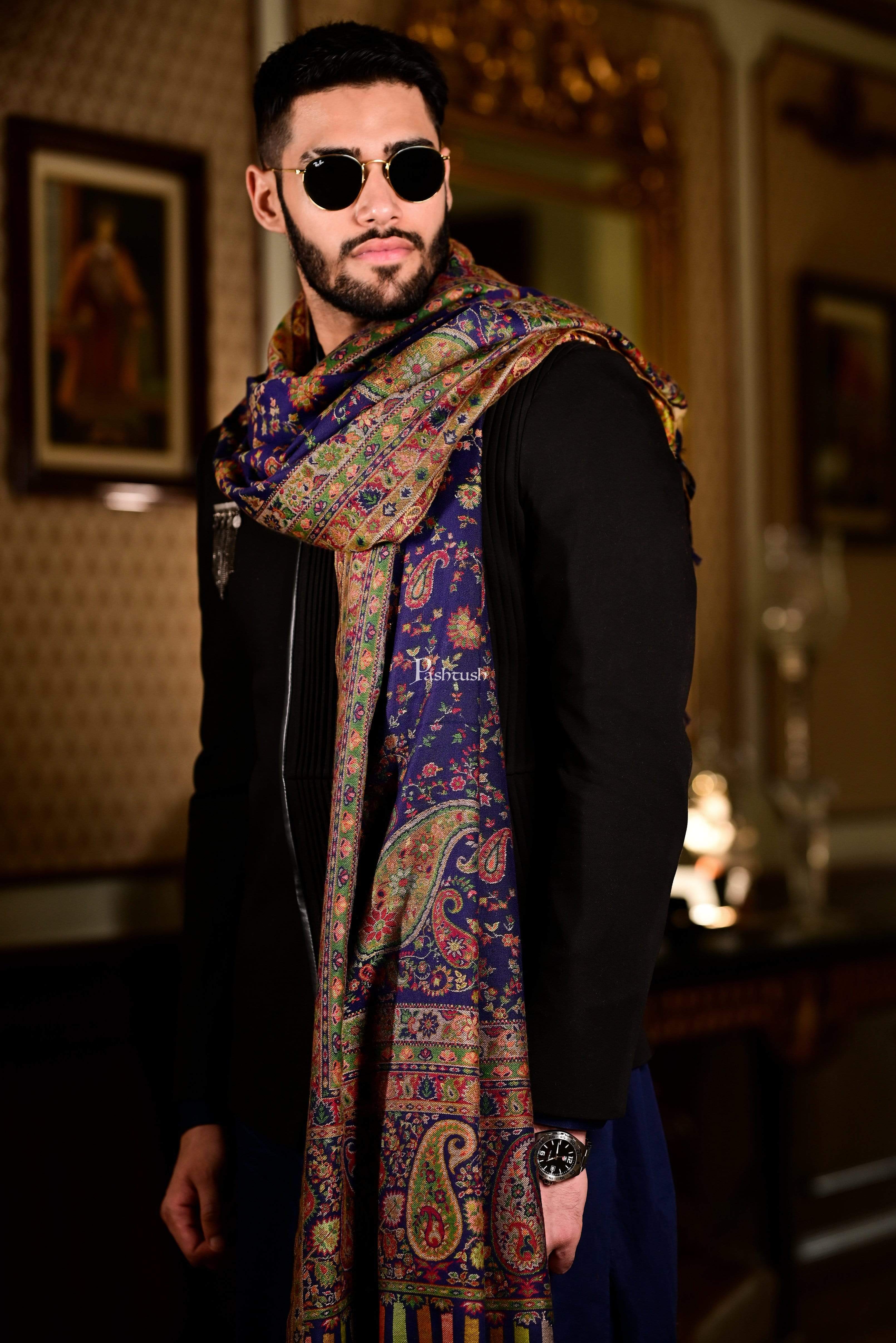 Pashtush women faux pashmina shawl, ethnic weave design, black – Pashtush  Shawl Store