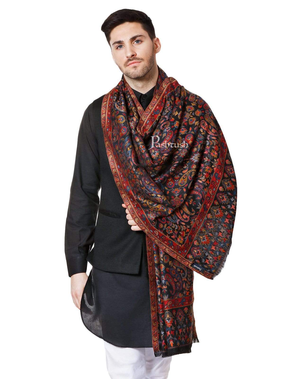 Étole Ethnique Jacquard Pour Homme - Style Kashmiri Fin Et Souple