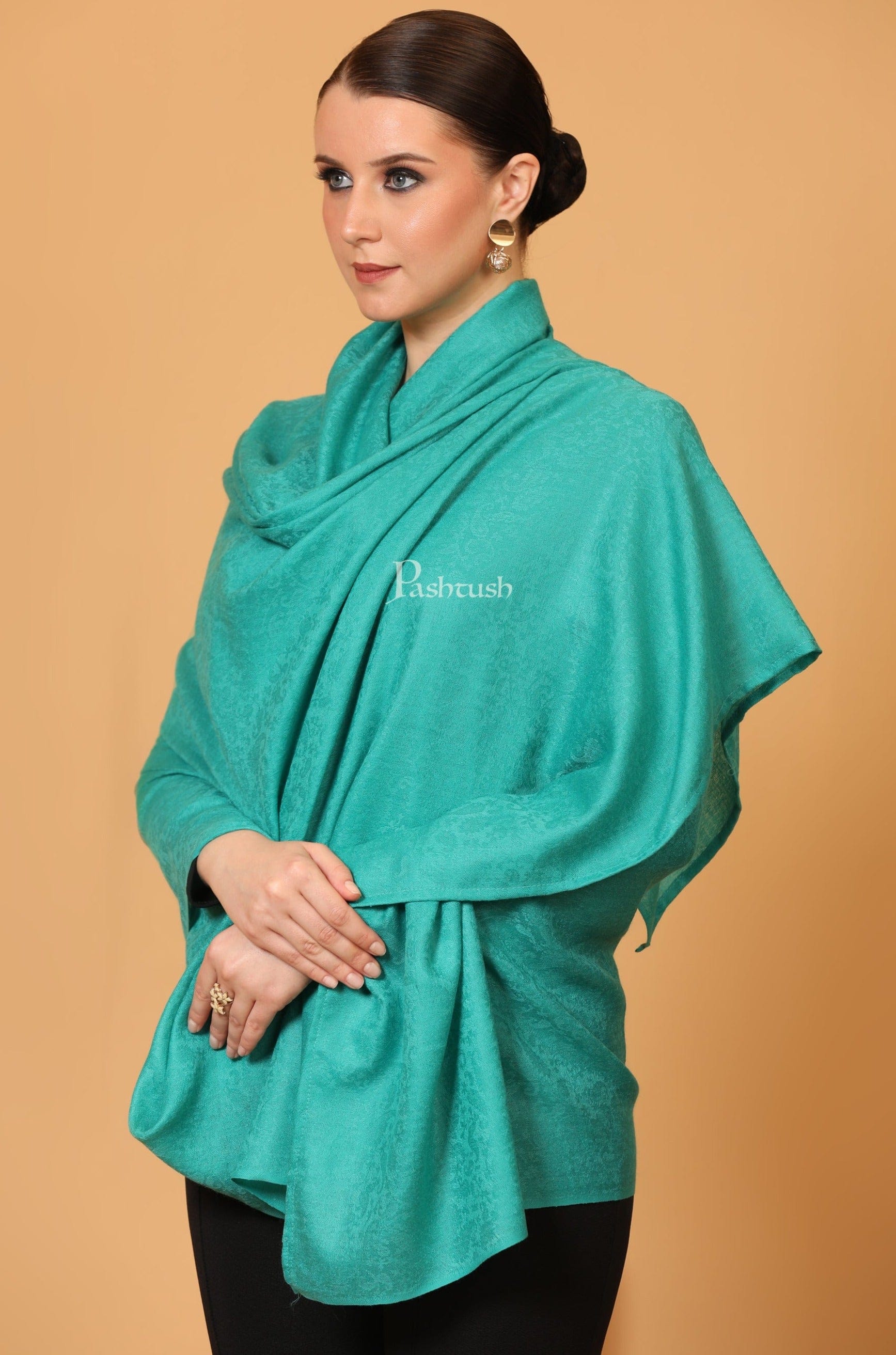 Pashtush Womens Fine Wool Shawl, Self Paisley Weave, Extra Soft, Warm Pashtush Shawl Store