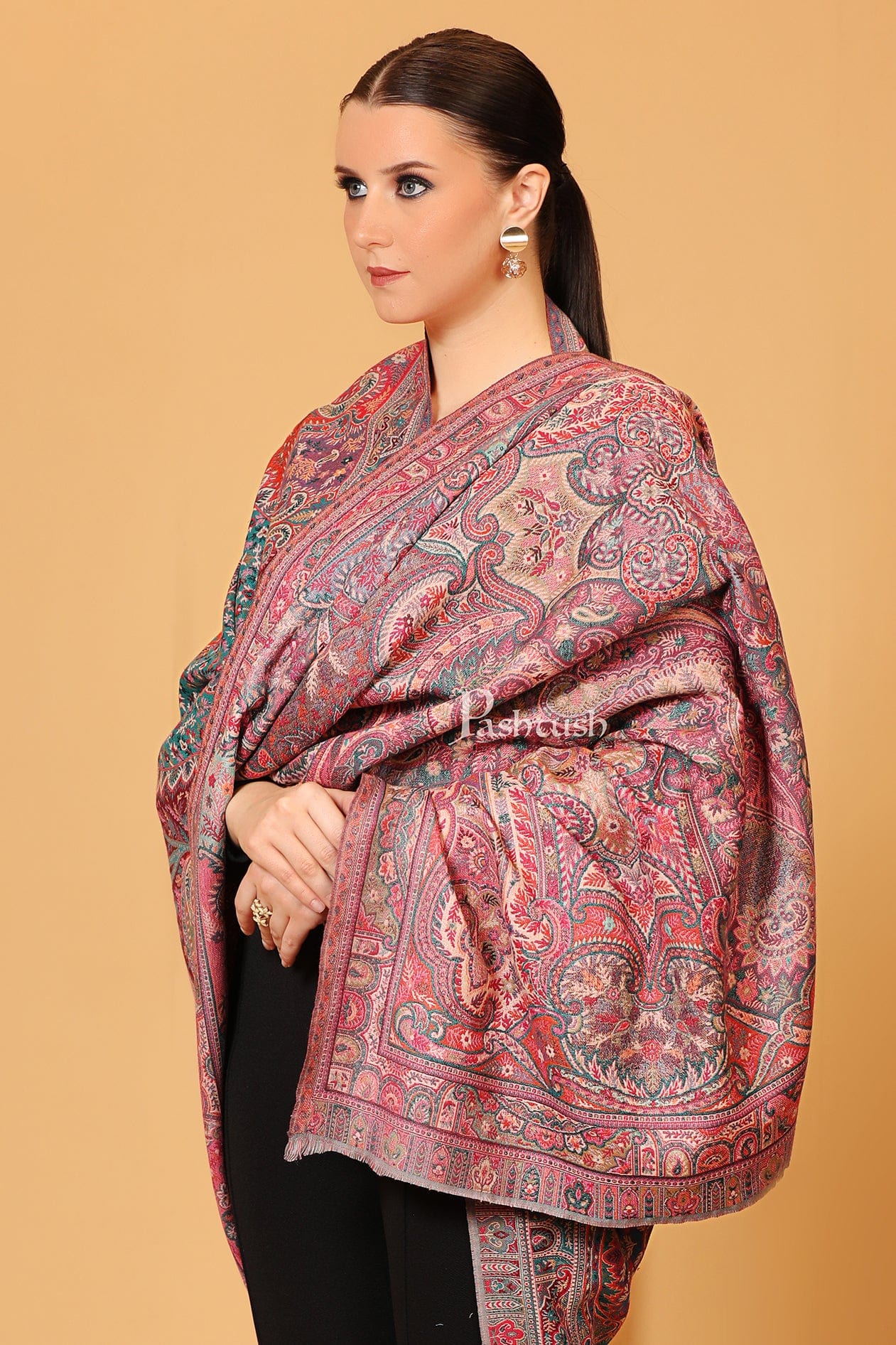 Pashtush Womens Shawl, Antique Design, Woollen Heritage Collection, Pi Pashtush Shawl Store