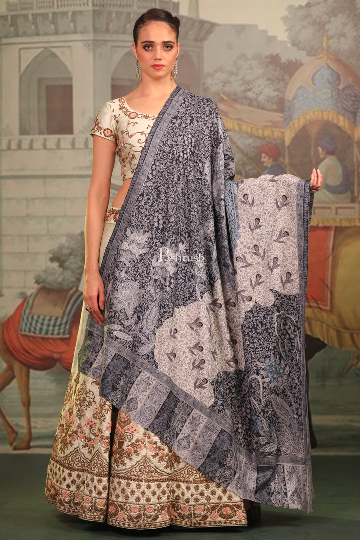 Pashtush Womens Extra Fine Wool Shawl, Pasiley Kalamkari Design, Multicolour