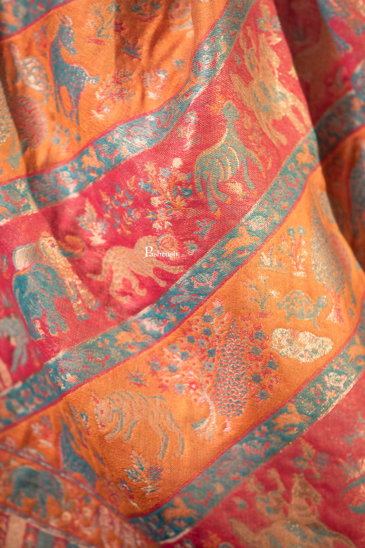 Pashtush Mens Faux Pashmina Shawl, Zari Design, Multicoloured
