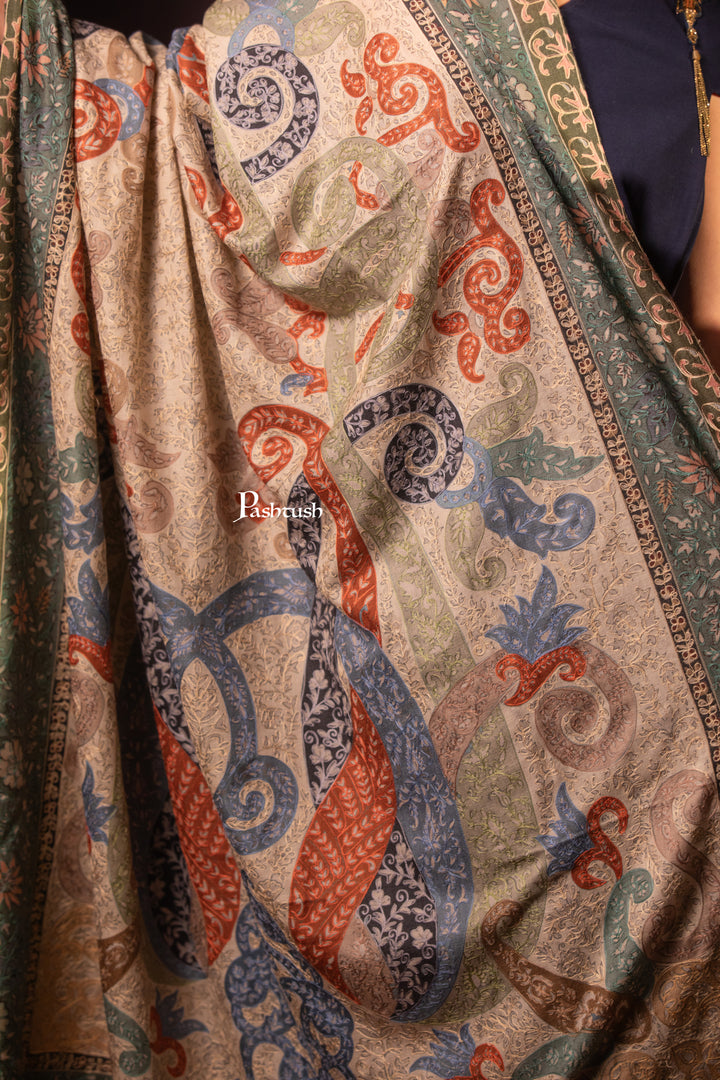Pashtush Womens Shawl, Kalamkari Design, Multicolour