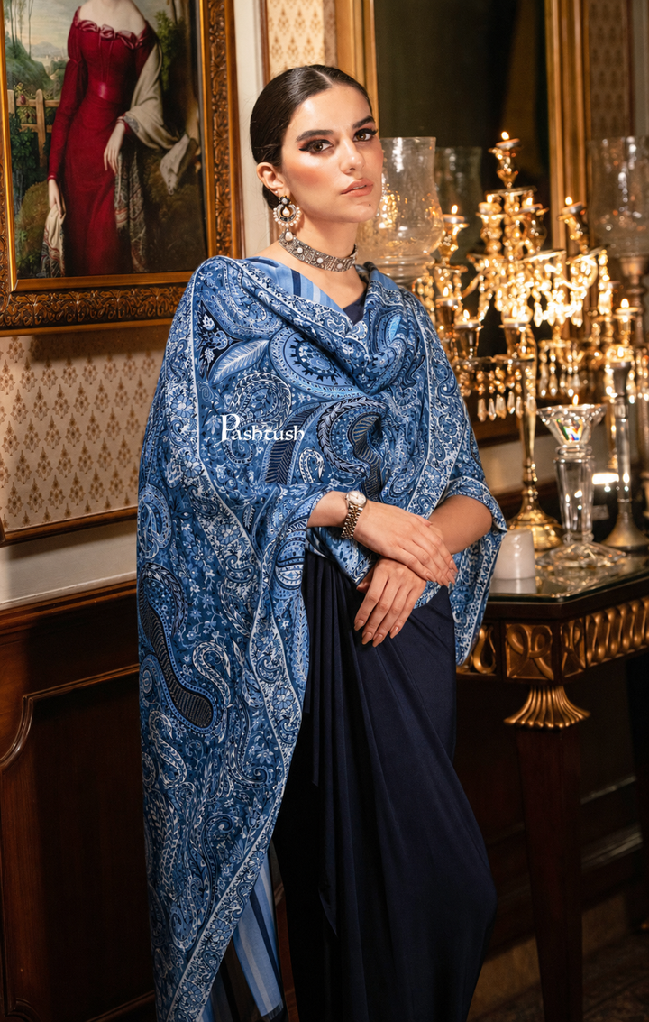 Pashtush Womens Extra Fine Soft Bamboo Stole, Azure Blue