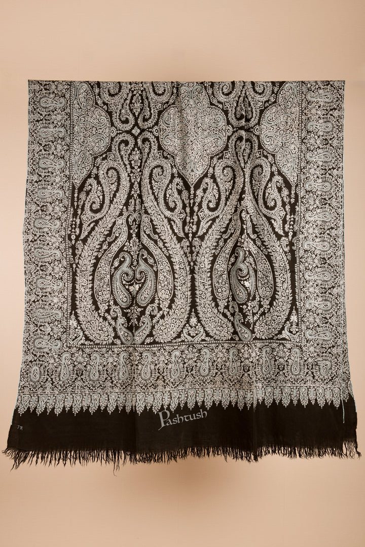Pashtush Mens Pure Pashmina Jama Shawl, Hand Embroidery, Hand Woven, Full Size