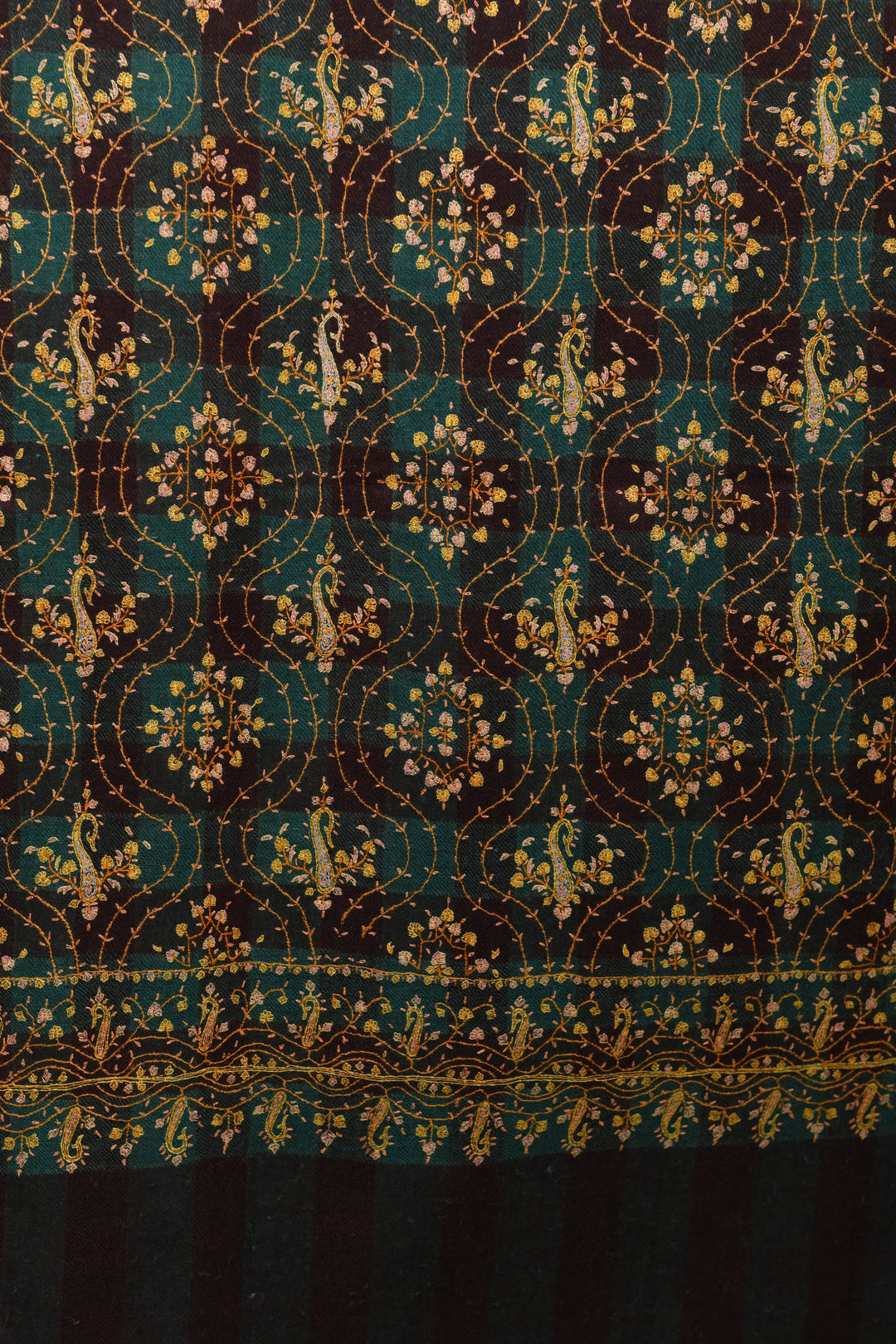 Pashtush Mens Pure Pashmina Stole, Sozni Hand Embroidery, Hand Woven