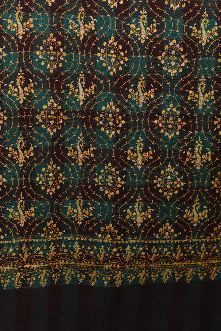 Pashtush Mens Pure Pashmina Stole, Sozni Hand Embroidery, Hand Woven