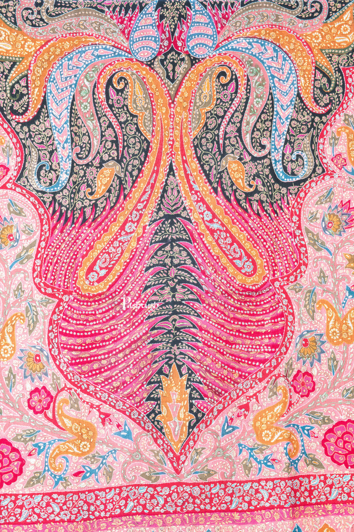 Pashtush Womens Pure Pashmina Shawl, Sozni Hand Embroidery, Hand Woven, Kalamkari Design, Multicolour