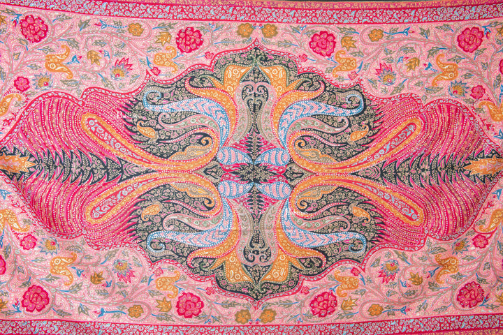 Pashtush Womens Pure Pashmina Shawl, Sozni Hand Embroidery, Hand Woven, Kalamkari Design, Multicolour