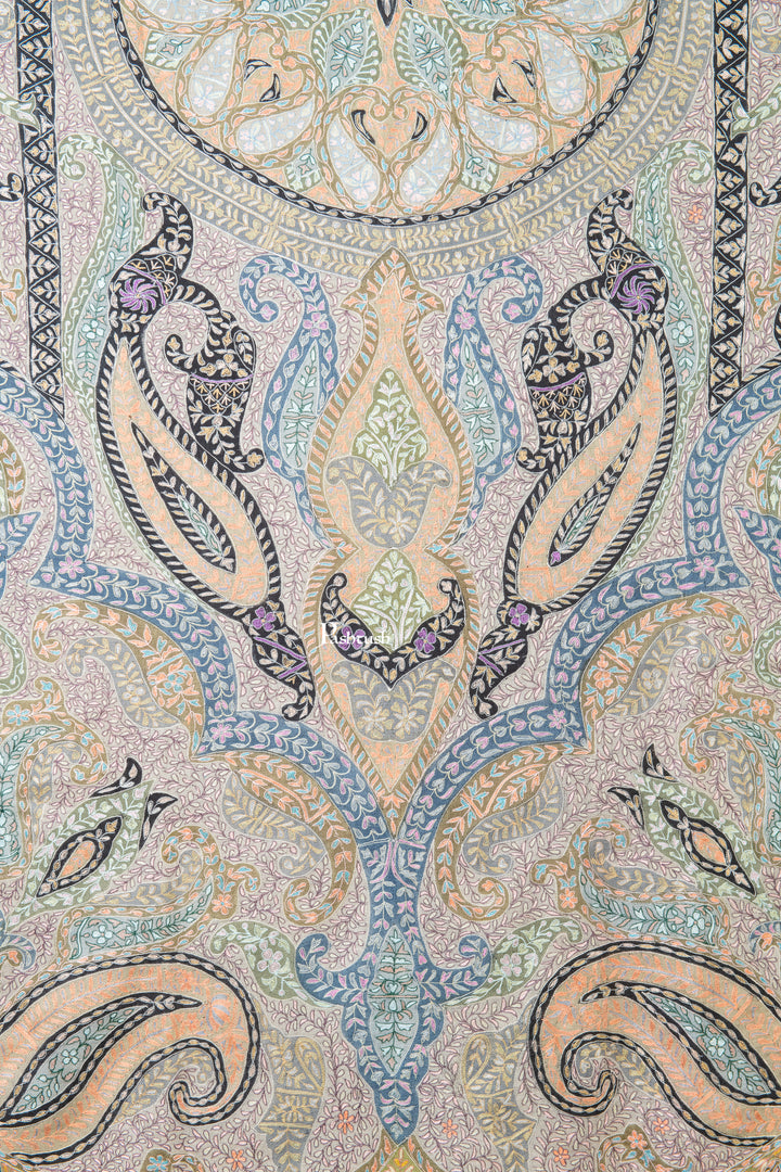 Pashtush Womens Pure Pashmina Shawl, Hand Embroidery, Hand Woven, Kalamkari Design, Multicolour