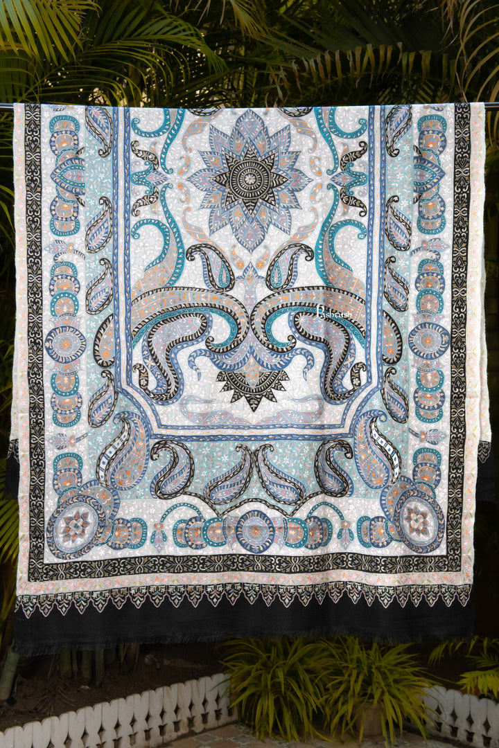 Pashtush Womens Pure Pashmina Shawl, Hand Embroidery, Hand Woven, Kalamkari Design, Multicolour