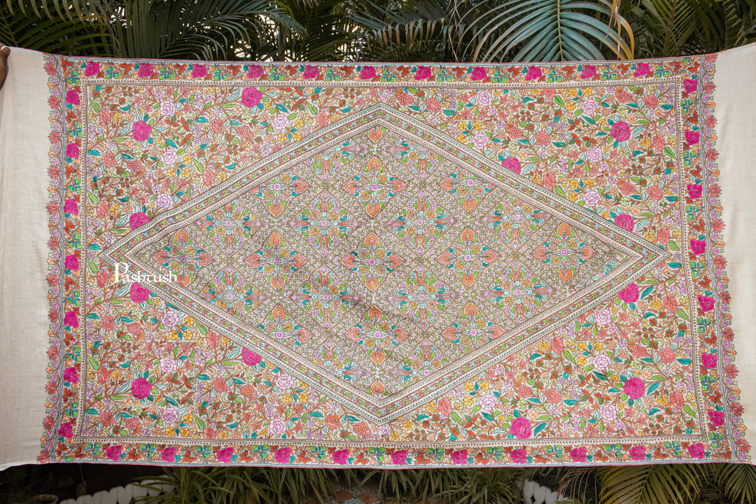 Pashtush Womens Pure Pashmina Shawl, Beige