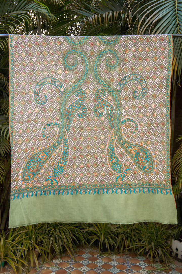 Pashtush Womens Pure Pashmina Shawl, Arabic Sea Green