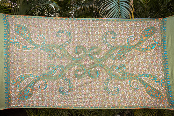 Pashtush Womens Pure Pashmina Shawl, Arabic Sea Green