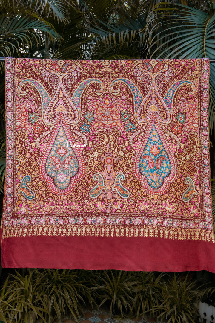 Pashtush Womens Pure Pashmina Shawl, Maroon