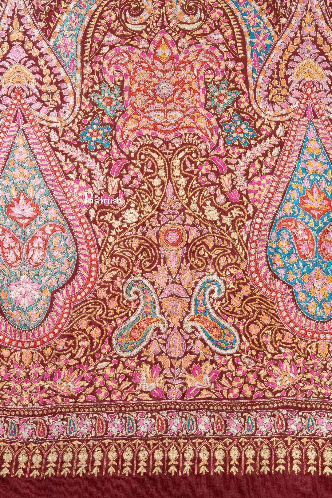 Pashtush Womens Pure Pashmina Shawl, Maroon