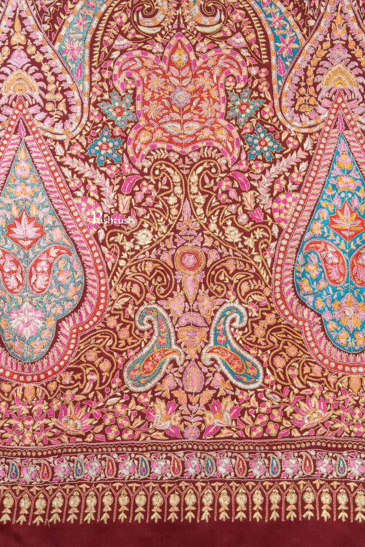 Pashtush Womens Pure Pashmina Shawl, Maroon