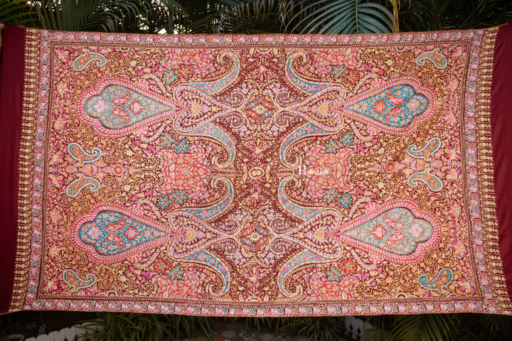 Pashtush Womens Pure Pashmina Shawl, Maroon