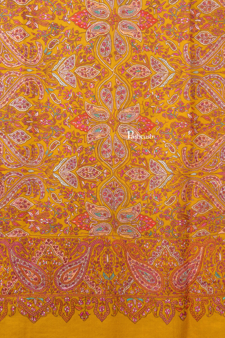 Pashtush Womens Pure Pashmina Shawl, Mustard