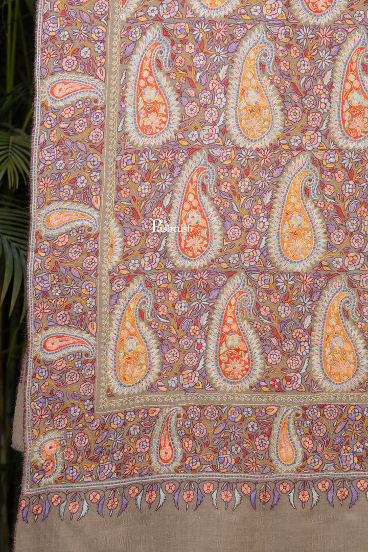 Pashtush Womens Pure Pashmina Shawl, Multicolour With Natural Woven Base
