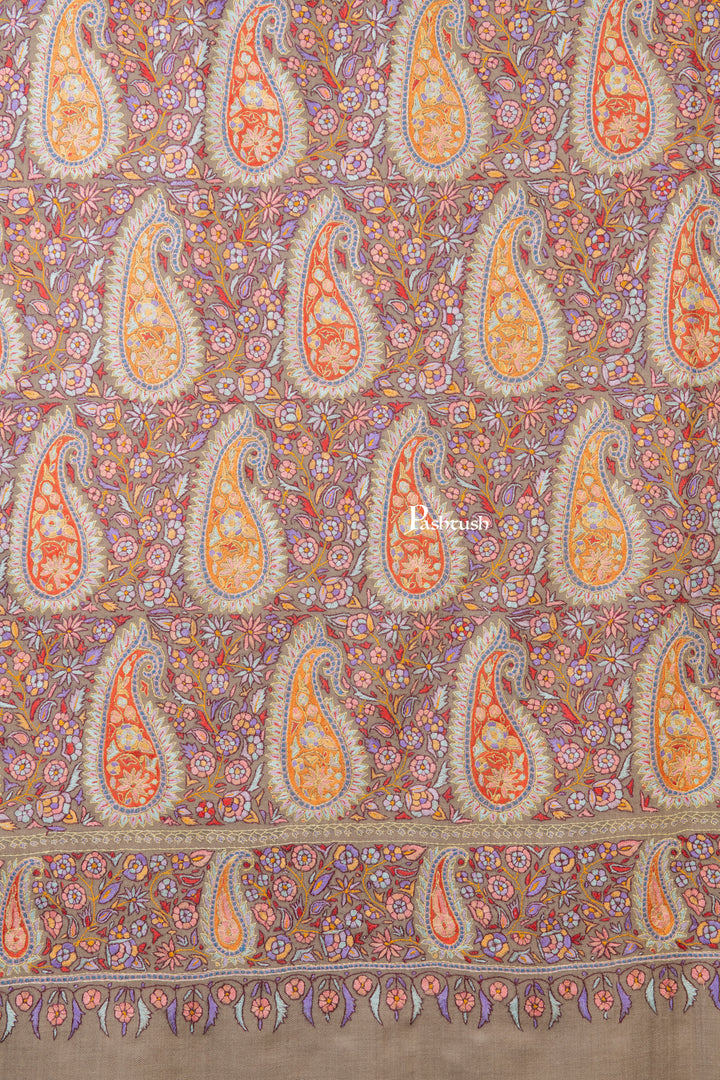 Pashtush Womens Pure Pashmina Shawl, Multicolour With Natural Woven Base