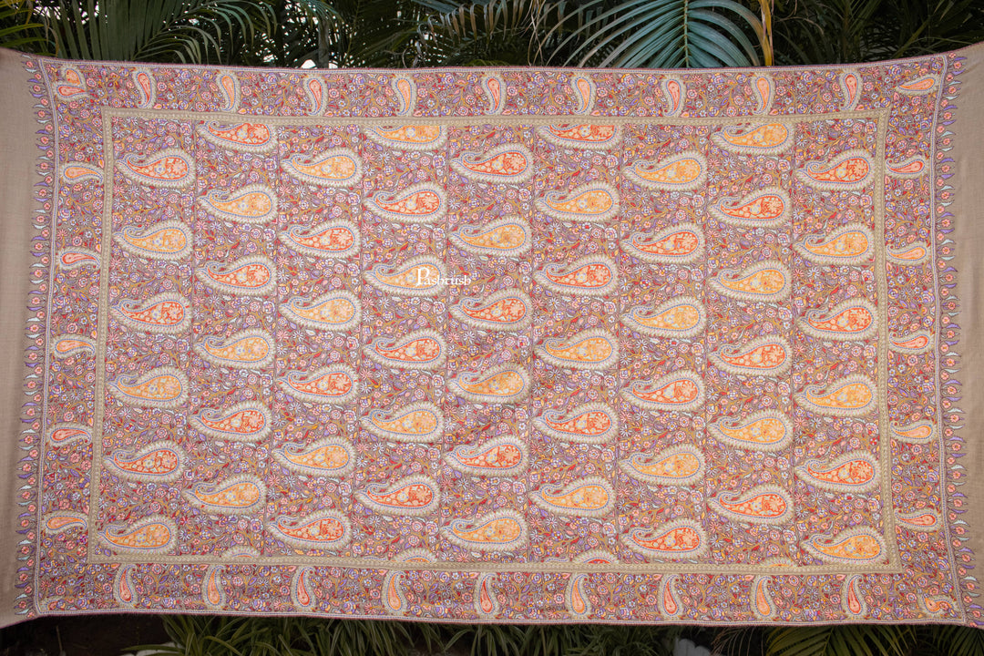 Pashtush Womens Pure Pashmina Shawl, Multicolour With Natural Woven Base