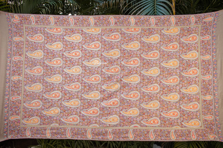 Pashtush Womens Pure Pashmina Shawl, Multicolour With Natural Woven Base