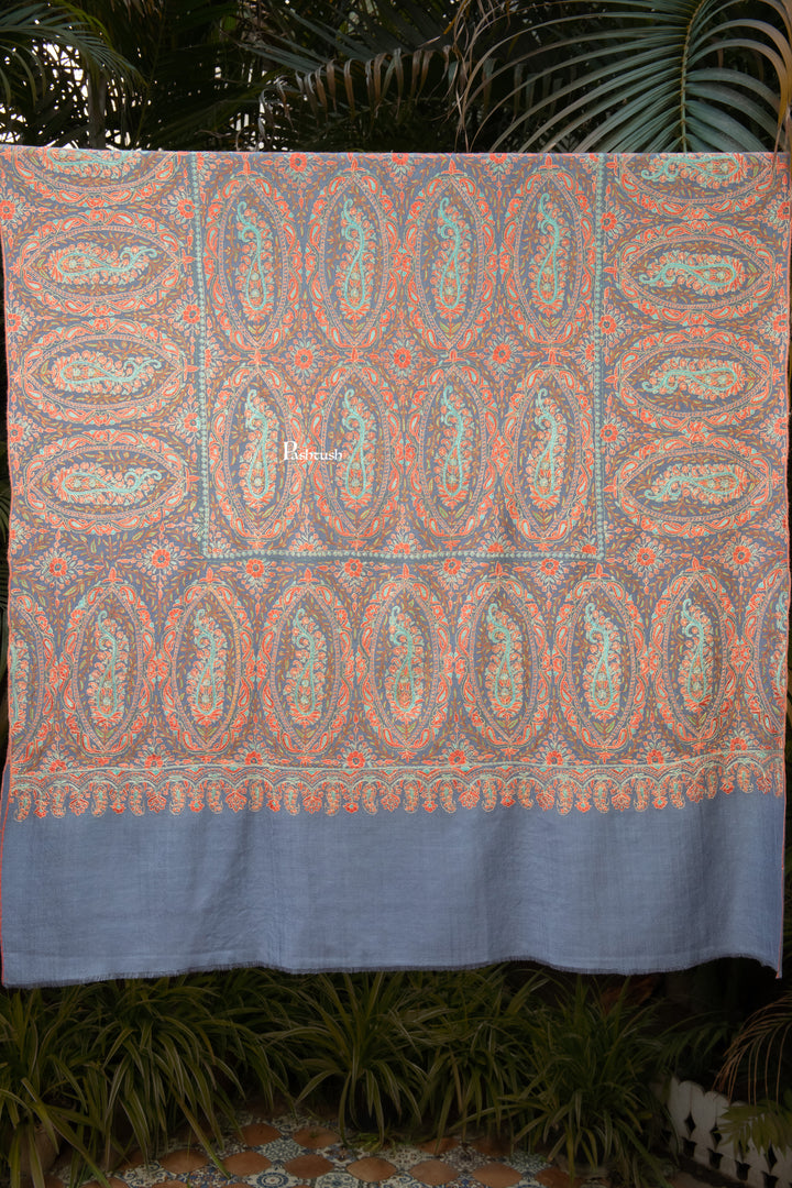 Pashtush Womens Pure Pashmina Shawl, Muted Blue