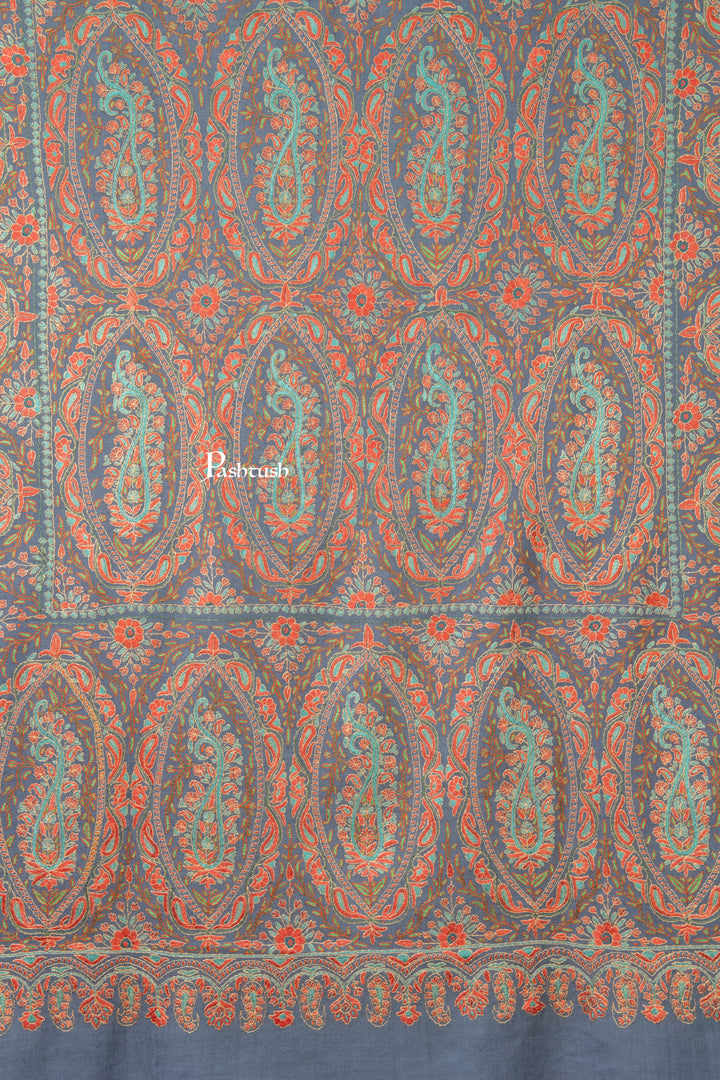 Pashtush Womens Pure Pashmina Shawl, Muted Blue
