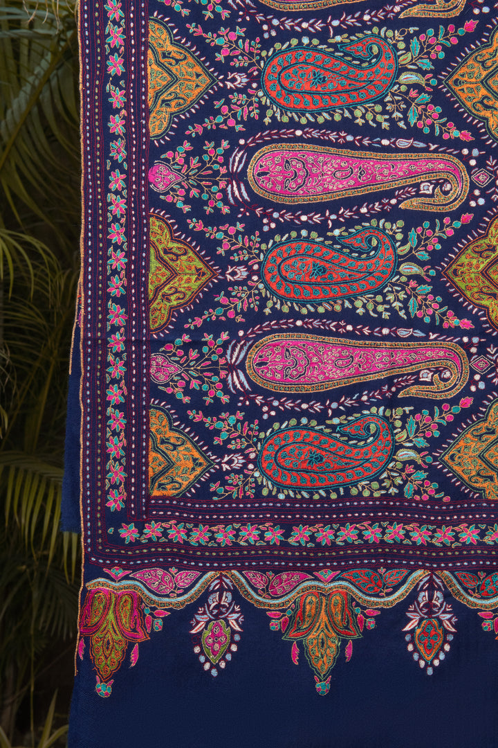Pashtush Womens Pure Pashmina Shawl, Navy Blue