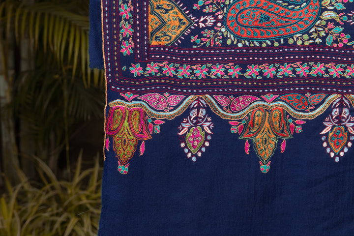 Pashtush Womens Pure Pashmina Shawl, Navy Blue