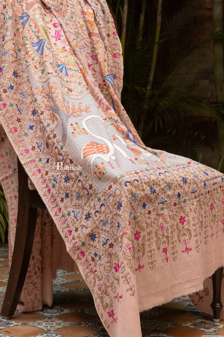 Pashtush Womens Pure Pashmina Shawl, Peach