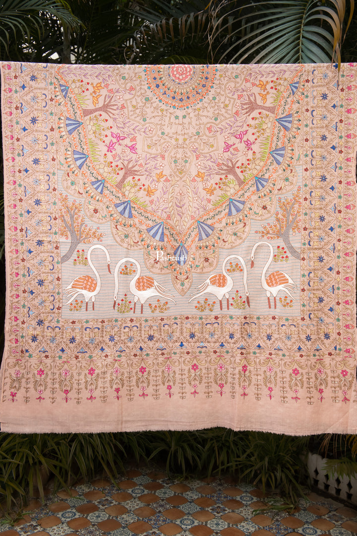 Pashtush Womens Pure Pashmina Shawl, Peach