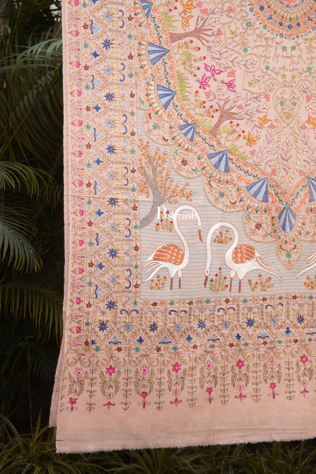 Pashtush Womens Pure Pashmina Shawl, Peach