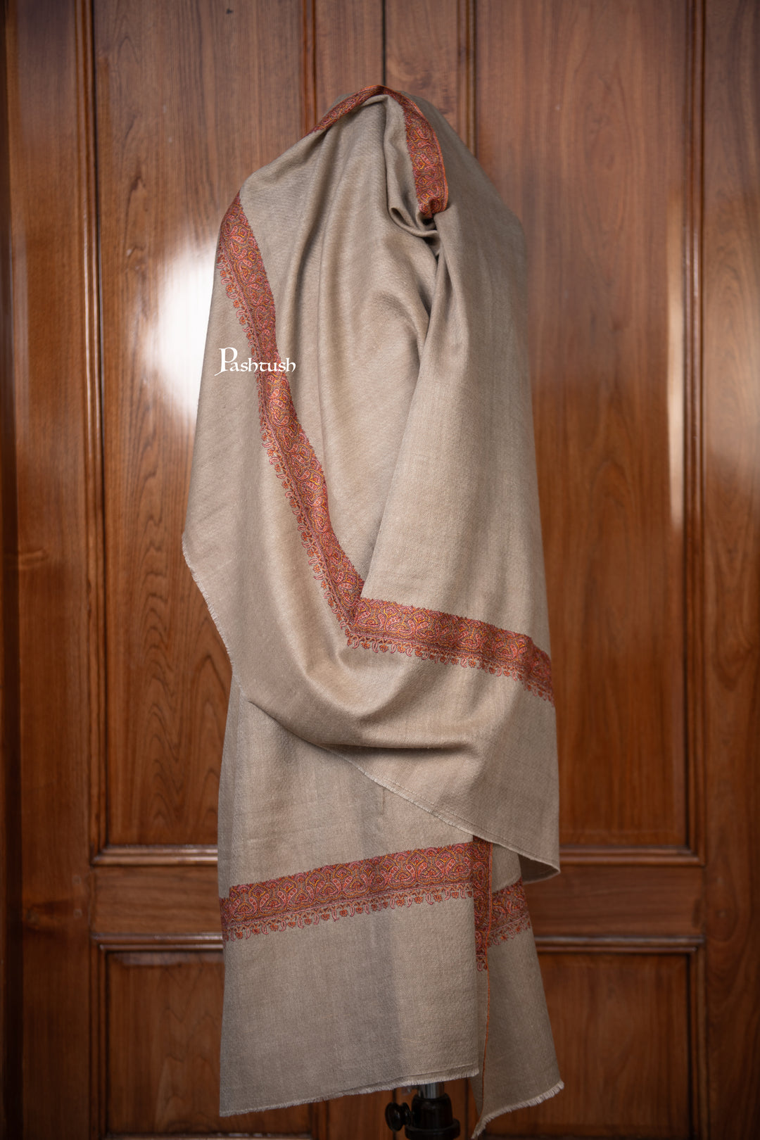 Pashtush Mens Pure Pashmina Shawl, Beige