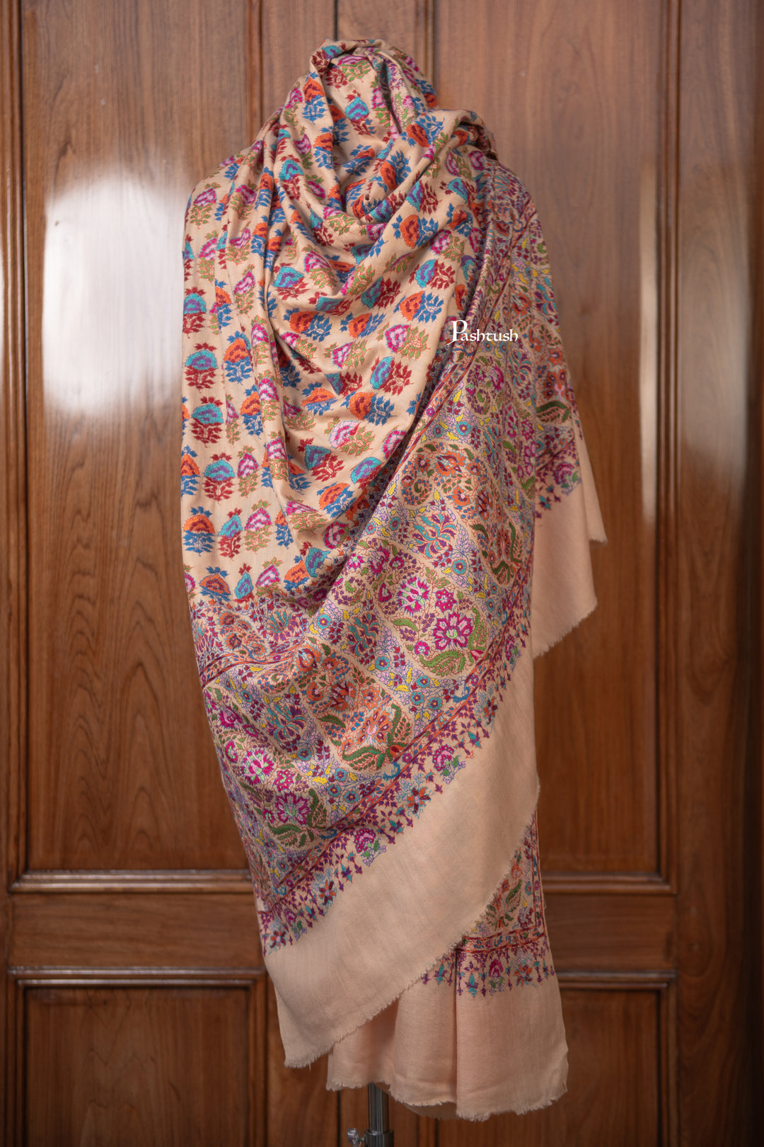Pashtush Mens Pure Pashmina Shawl, Multicolour