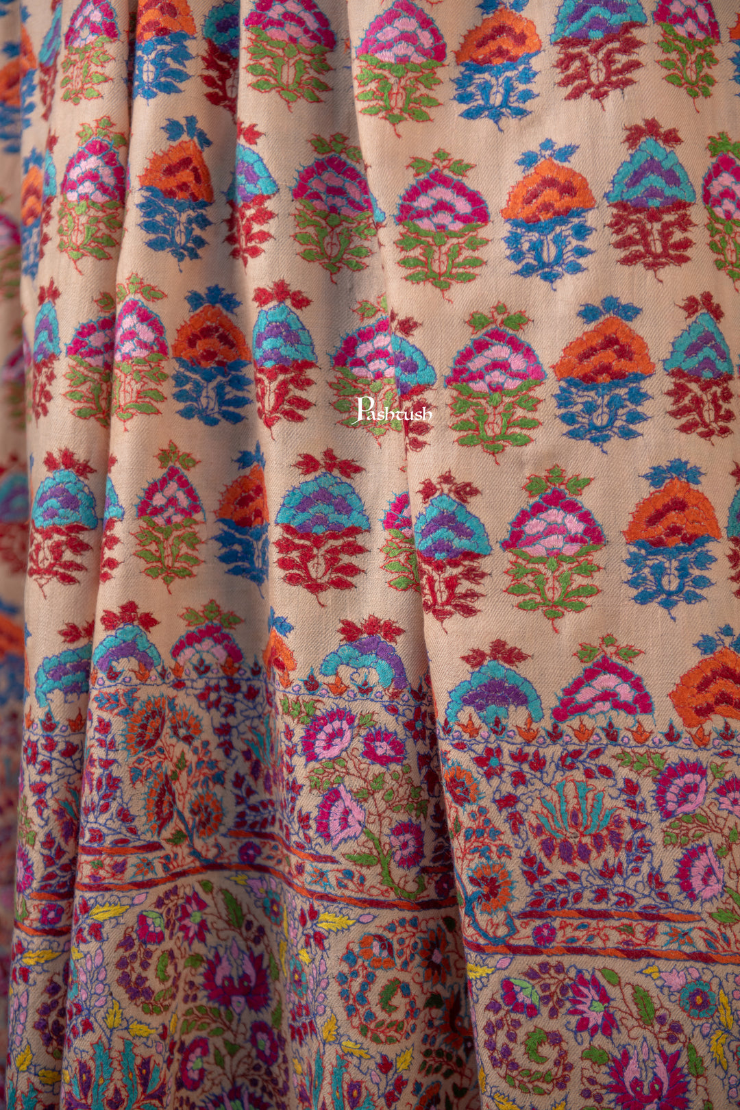 Pashtush Mens Pure Pashmina Shawl, Multicolour