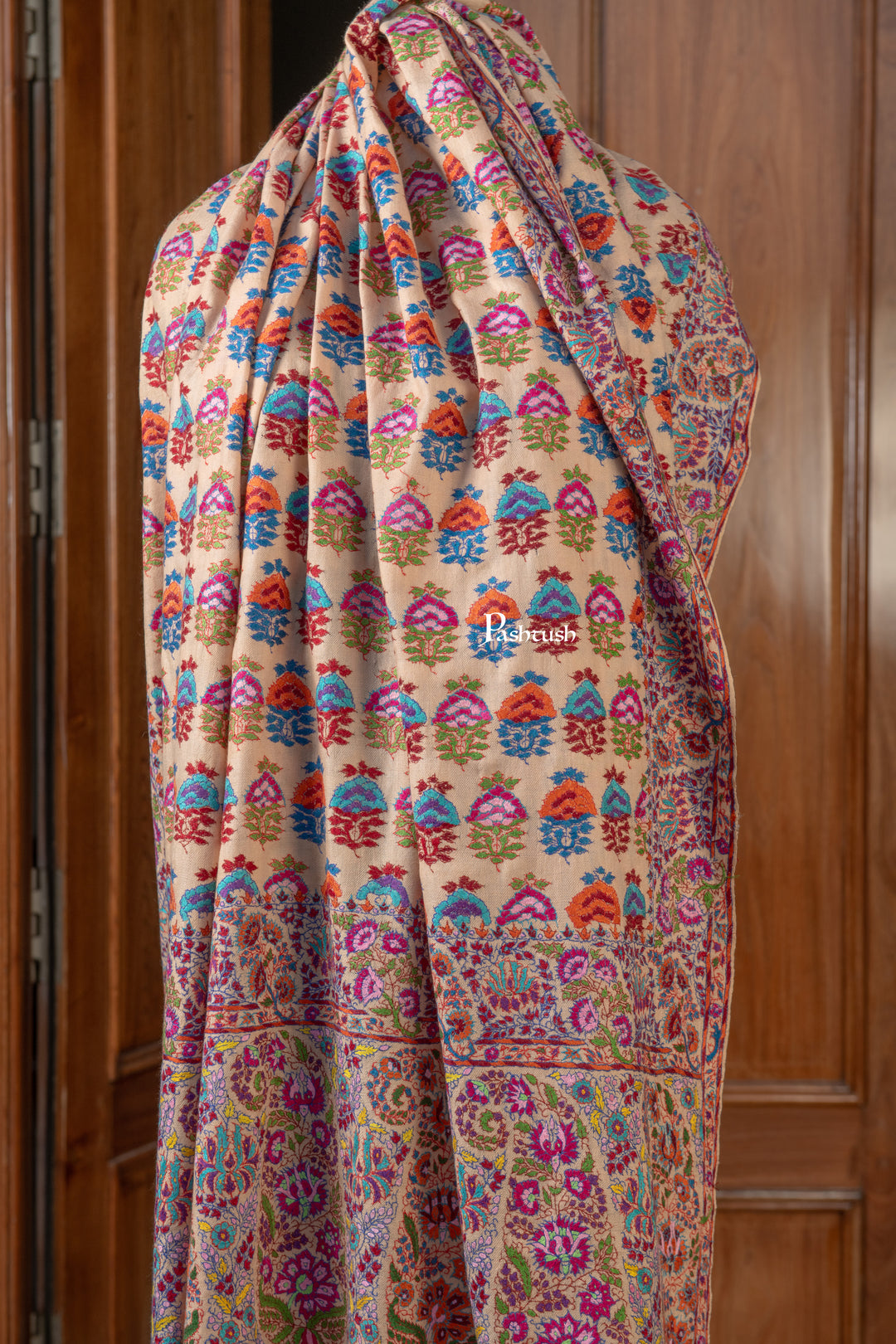 Pashtush Mens Pure Pashmina Shawl, Multicolour