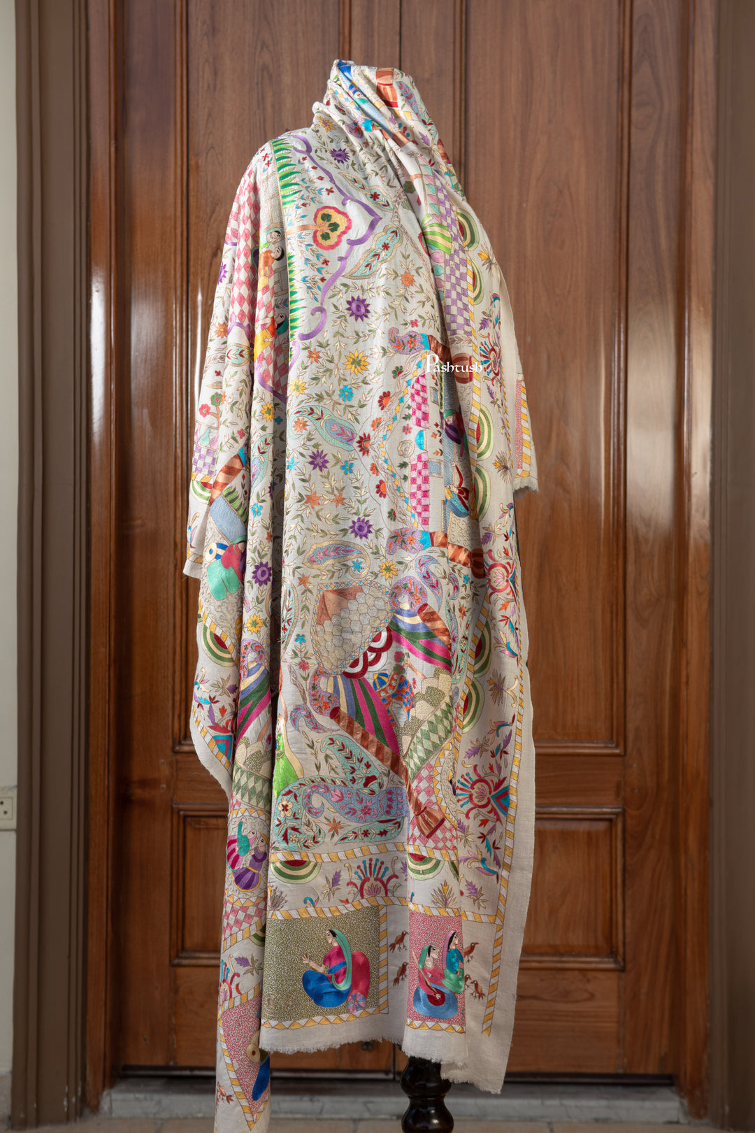 Pashtush Mens Pure Pashmina Shawl, Multicolour