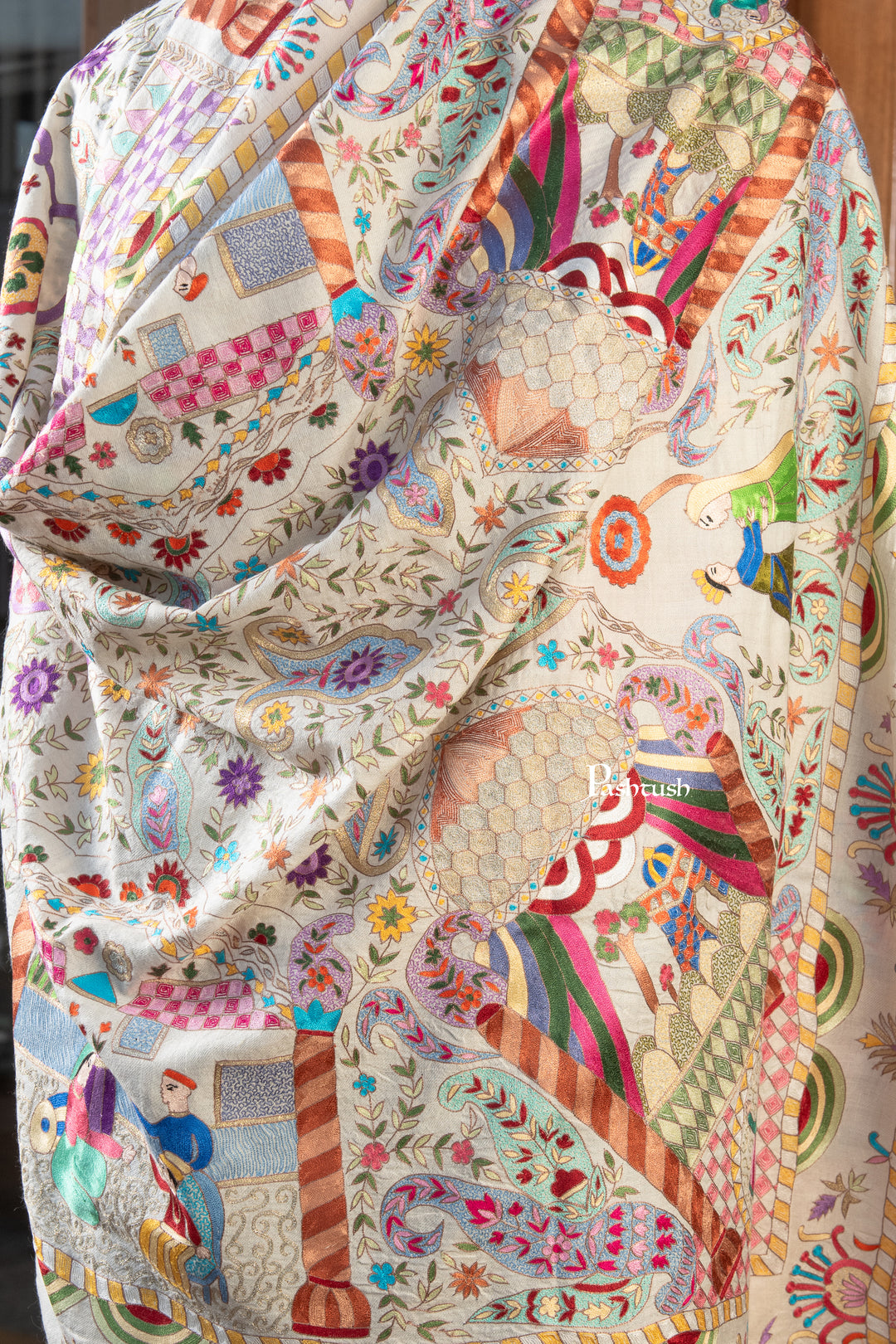 Pashtush Mens Pure Pashmina Shawl, Multicolour