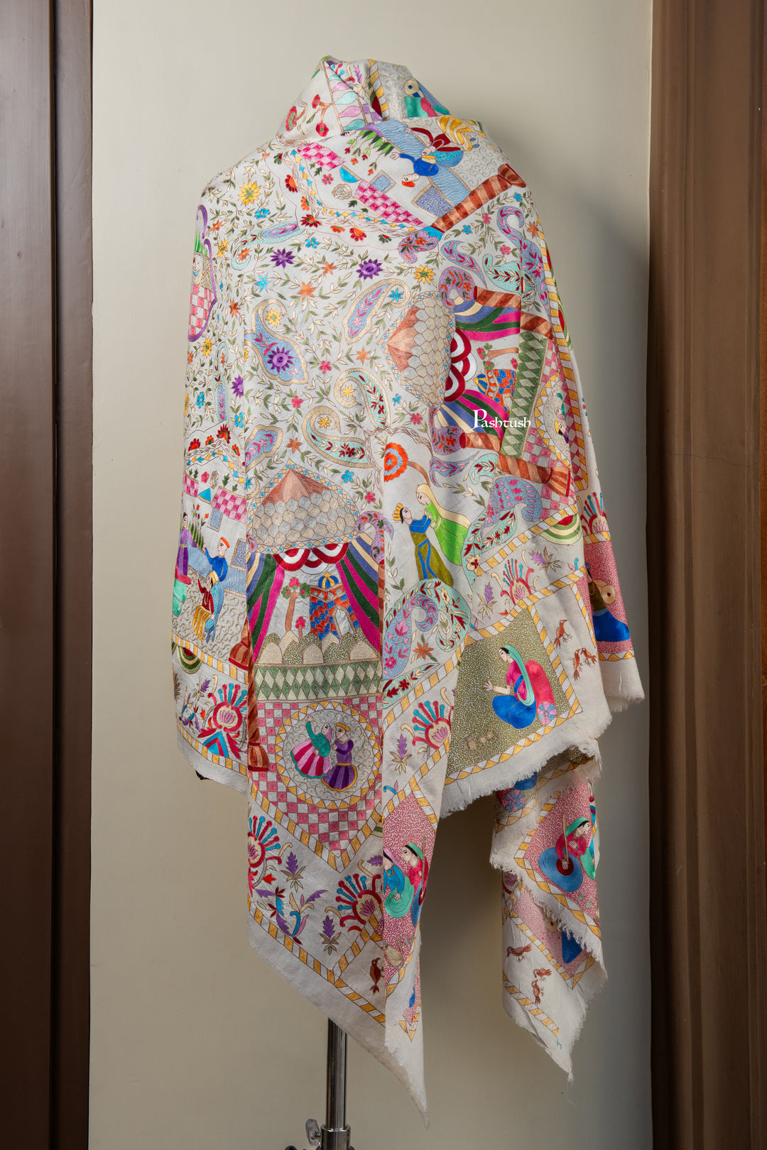 Pashtush Mens Pure Pashmina Shawl, Multicolour