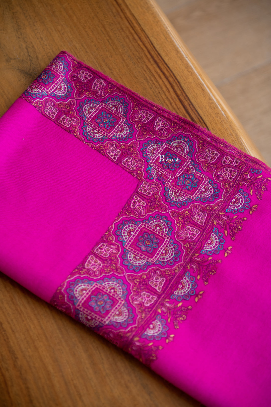 Pashtush Womens Pure Pashmina Shawl, Magenta