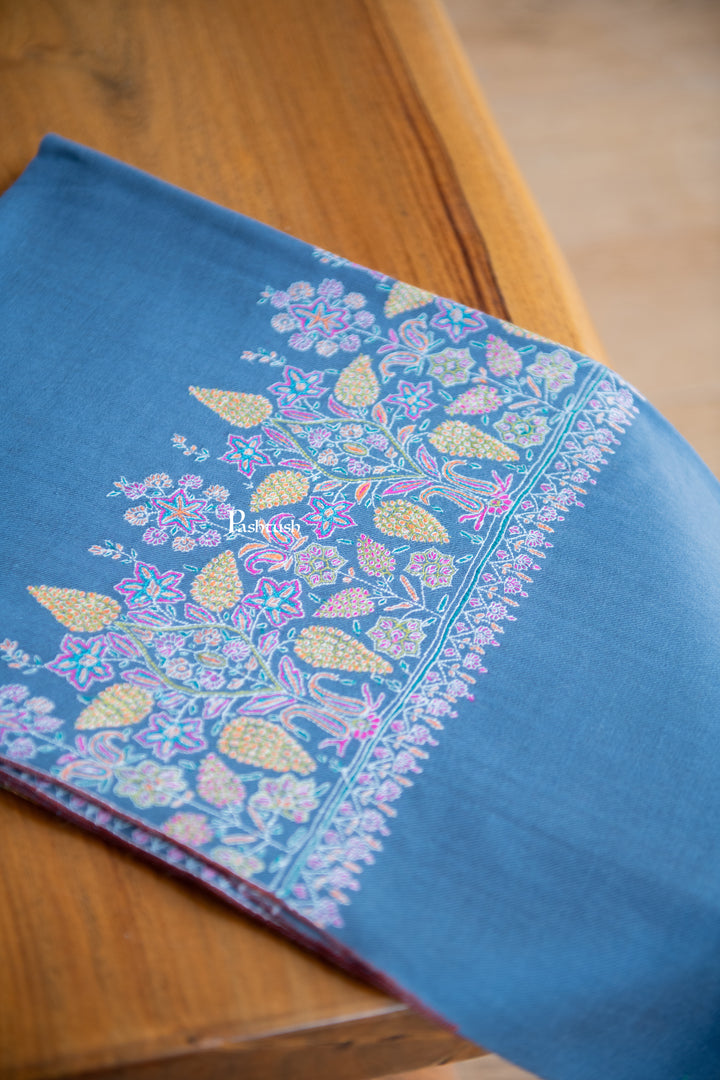 Pashtush Womens Pure Pashmina Shawl, Muted Blue