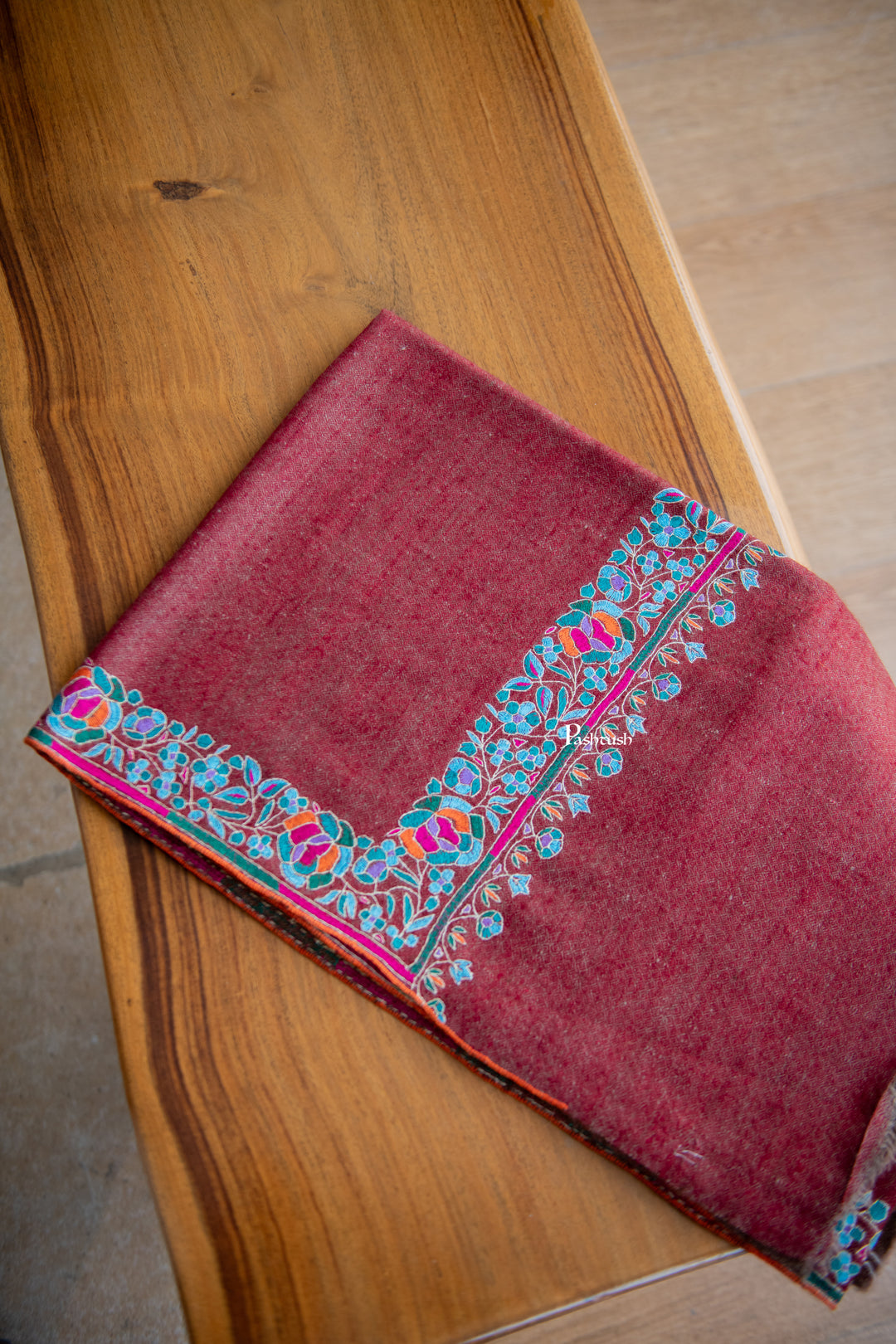 Pashtush Womens Pure Pashmina Shawl, Maroon