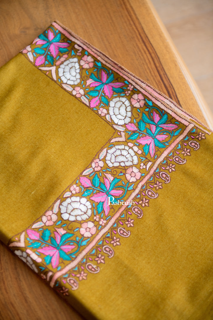 Pashtush Womens Pure Pashmina Shawl, Mustard