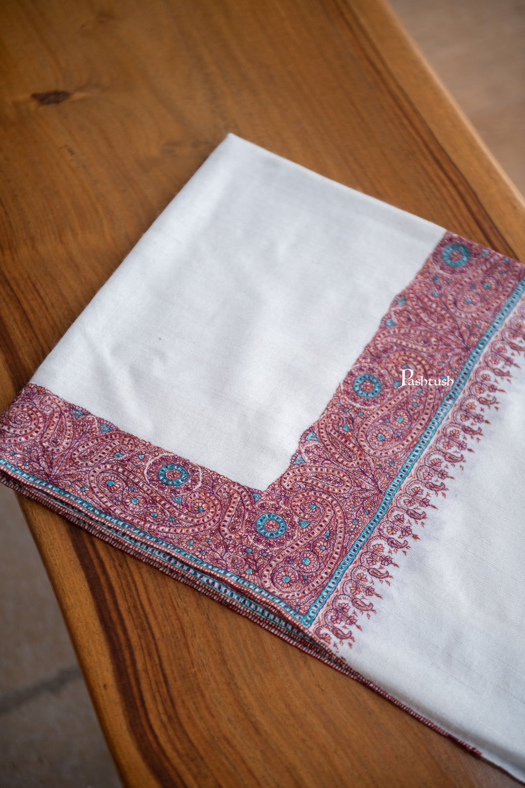 Pashtush Womens Pure Pashmina Shawl, Ivory