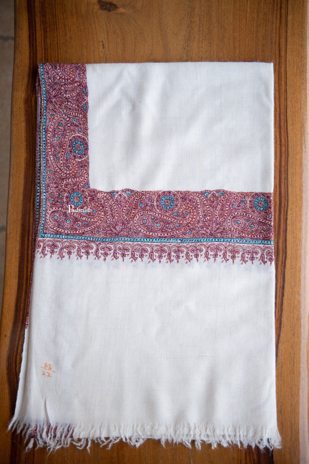 Pashtush Womens Pure Pashmina Shawl, Ivory